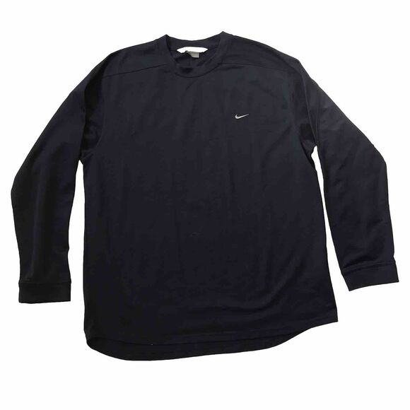 VTG Y2K 00s Nike Shirt Mens XL Navy Blue Long Sleeve Athletic Embroidered Swoosh - Picture 1 of 10